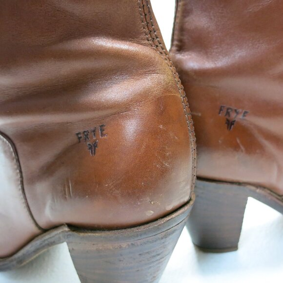 Frye Inside Zippered Boots Brown Leather Equestrian Riding Boot Shoes Sz 10 B - Picture 6 of 8